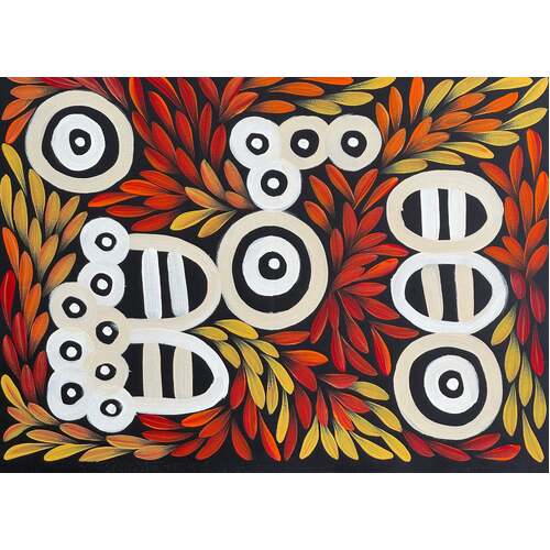 Raintree Aboriginal Art UNStretched Canvas [53cm x 38cm) - My Country-Atnangkerre (Red)