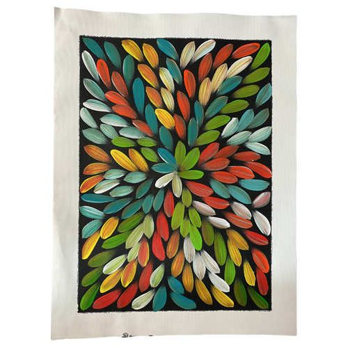 Raintree Aboriginal Art UNStretched Canvas [60cm x 45cm) - Bush Medicine Leaves