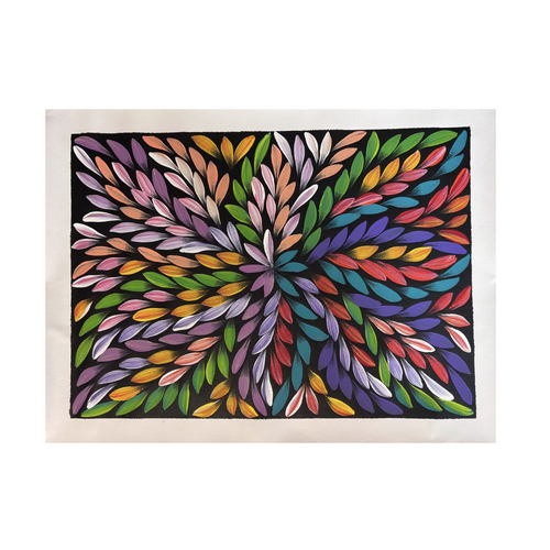 Raintree Aboriginal Art UNStretched Canvas [60cm x 45cm) - Bush Medicine Leaves 