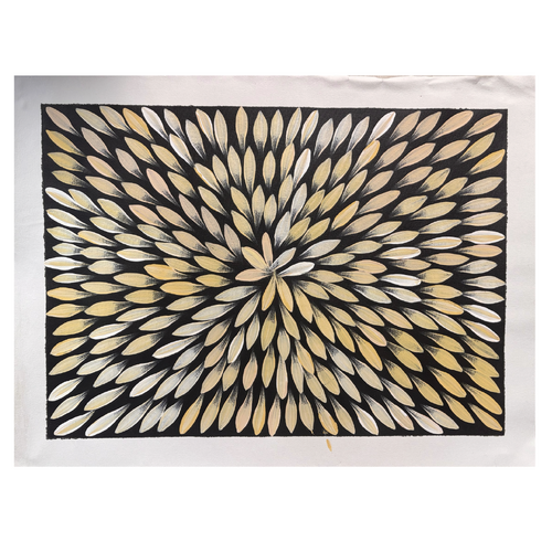 Raintree Aboriginal Art UNStretched Canvas [60cm x 45cm] - Bush Medicine Leaves (Beiges)