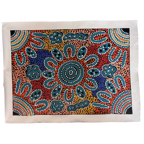 Raintree Aboriginal Art UNStretched Canvas (60cm x 45cm) -  Women Collecting Bush Tucker