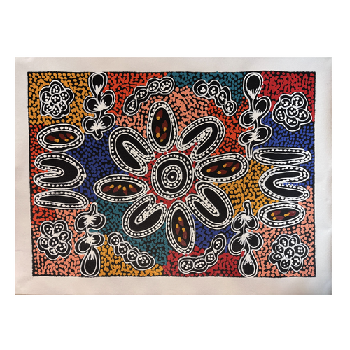Raintree Aboriginal Art UNStretched Canvas (60cm x 45cm) - Women Collecting Bush Tucker