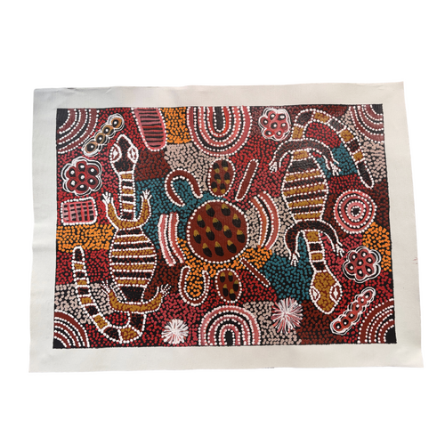 Raintree Aboriginal Art UNStretched Canvas (60cm x 45cm) - Women Collecting Bush Tucker