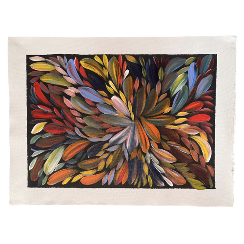 Raintree Aboriginal Art UNStretched Canvas [60cm x 45cm] - Bush Medicine Leaves