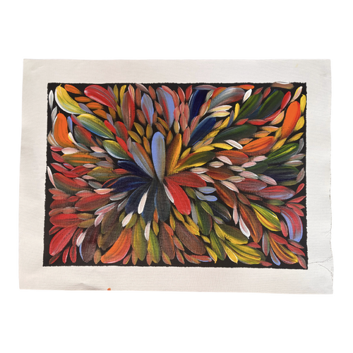 Raintree Aboriginal Art UNStretched Canvas [60cm x 45cm] - Bush Medicine Leaves (Multi)