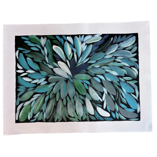 Raintree Aboriginal Art UNStretched Canvas [60cm x 45cm] - Bush Medicine Leaves, Healing Leaves