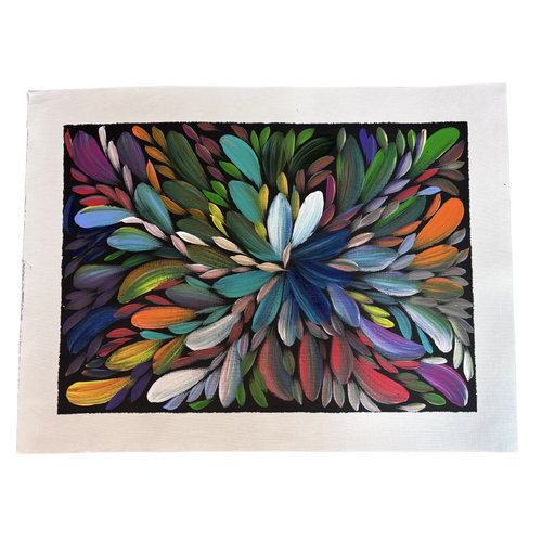 Raintree Aboriginal Art UNStretched Canvas [60cm x 45cm] - Bush Medicine Leaves, Healing Leaves (Multi)
