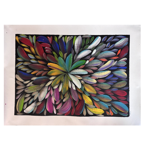 Raintree Aboriginal Art UNStretched Canvas [60cm x 45cm] - Bush Medicine Leaves (Multi)