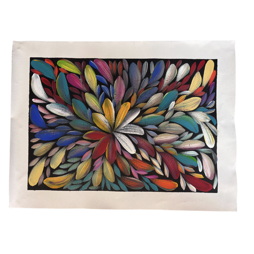 Raintree Aboriginal Art UNStretched Canvas [60cm x 45cm] - Bush Medicine Leaves (Multi)