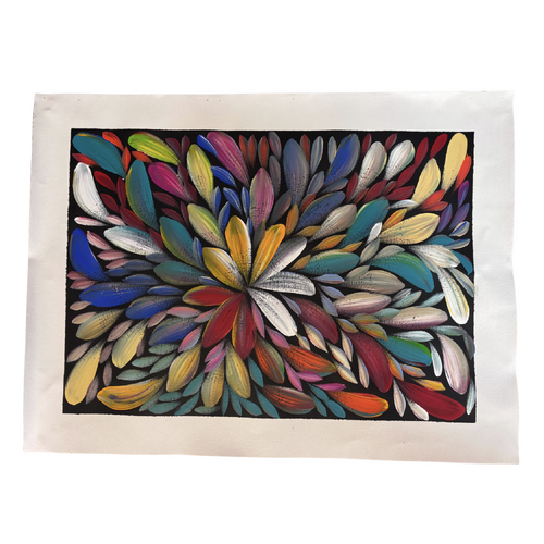 Raintree Aboriginal Art UNStretched Canvas [60cm x 45cm] - Bush Medicine Leaves (Multi)