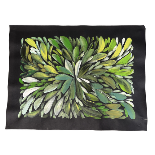 Raintree Aboriginal Art UNStretched Canvas [60cm x 45cm] - Bush Medicine Leaves (Greens)