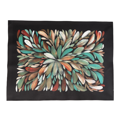 Raintree Aboriginal Art UNStretched Canvas [60cm x 45cm] - Bush Medicine Leaves (Greens/Beige)