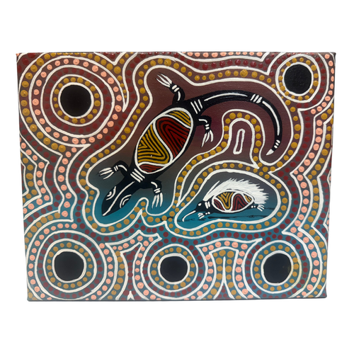 Original Aboriginal Art Painting Stretched Canvas (25cm x 20cm ) - The Ground Dwellers