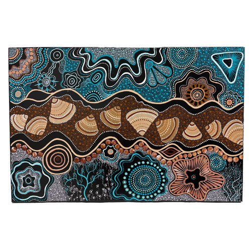 Maree Bradbury Aboriginal Art Stretched Canvas (76cm x 50cm) - Pippis on Jencoomercha