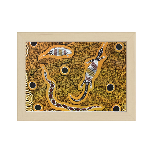 Framed Aboriginal Art PRINT (13cm x 18cm) - Animal Meeting Places