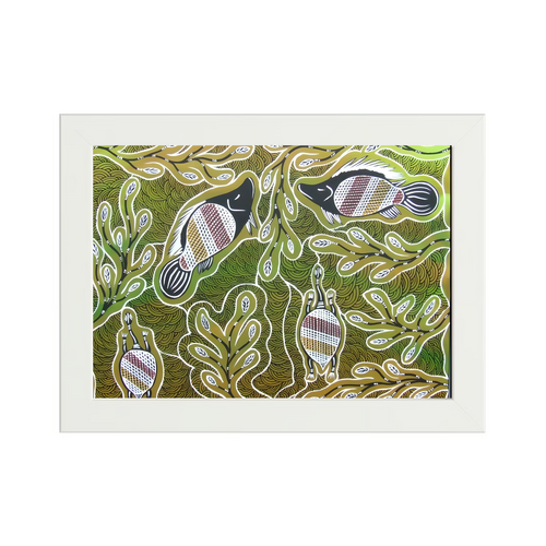 Framed Aboriginal Art PRINT (13cm x 18cm) - Animals in the Mangroves