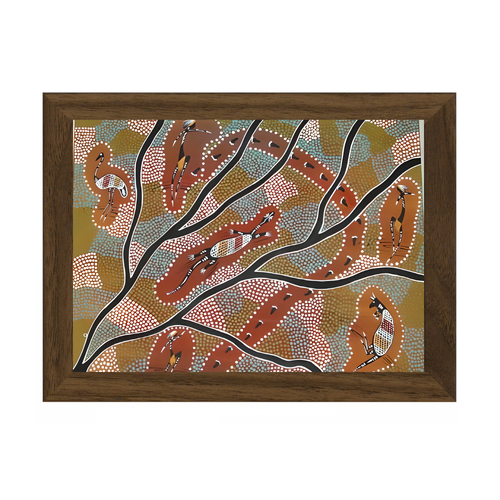 Framed Aboriginal Art PRINT (13cm x 18cm) - Animals of the Waterways
