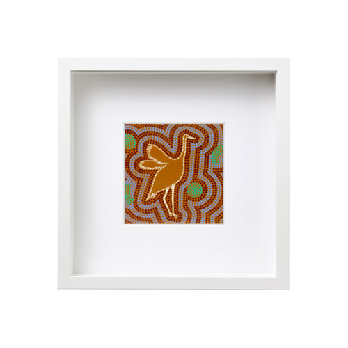 Box Framed Aboriginal Art Print (25cm x 25cm) - Brolga