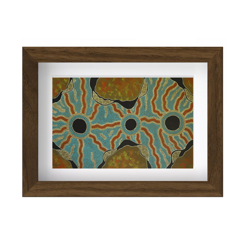 Framed Aboriginal Art PRINT (13cm x 18cm) - Coopa Basin