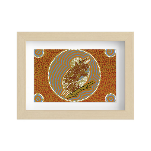 Framed Aboriginal Art PRINT (13cm x 18cm) - Kookaburra