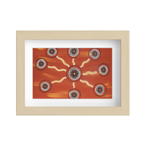 Framed Aboriginal Art PRINT (13cm x 18cm) - Meeting Places