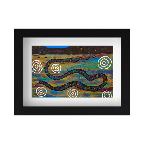 Framed Aboriginal Art PRINT (13cm x 18cm) - Opal & Fire