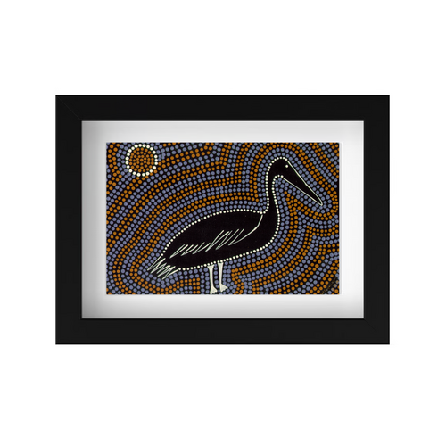 Framed Aboriginal Art PRINT (13cm x 18cm) - Goolay-Yali the Pelican