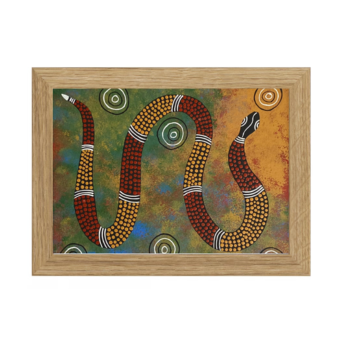 Framed Aboriginal Art PRINT (13cm x 18cm) - Rainbow Serpent