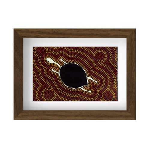 Framed Aboriginal Art PRINT (13cm x 18cm) - Wayamba the Turtle