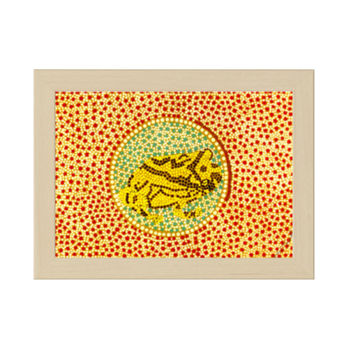 Framed Aboriginal Art PRINT (13cm x 18cm) - Tiddalik the Frog: The Flood Maker