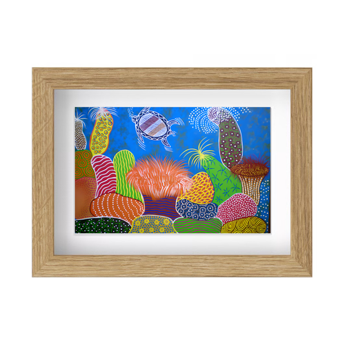Framed Aboriginal Art PRINT (13cm x 18cm) - Underwater Corroboree