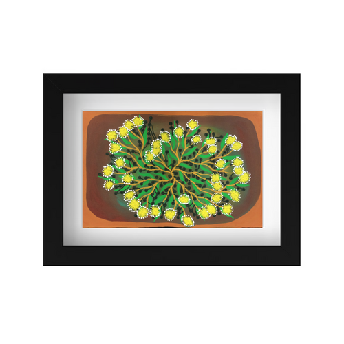 Framed Aboriginal Art PRINT (13cm x 18cm) - Wild Orange