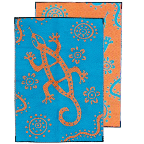 Aboriginal Recycled Mat - Medium - Sand Goanna [Colour: Teal/Orange]