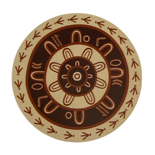 Dinawan Dreaming Round [3m] -  Aboriginal Recycled Plastic Mat - Brown/Beige