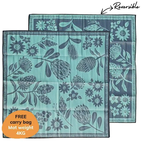 Australian Florals - Large (3m x 3m) -  Recycled Mat [Green/Grey]