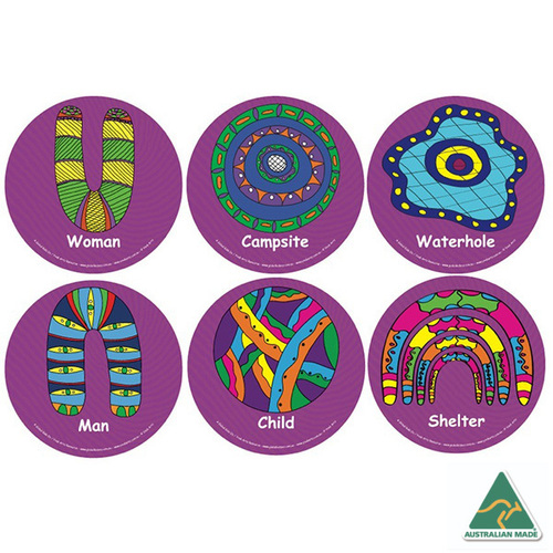 Aboriginal design Educational Seating Mats (Set 6) - People & Necessities