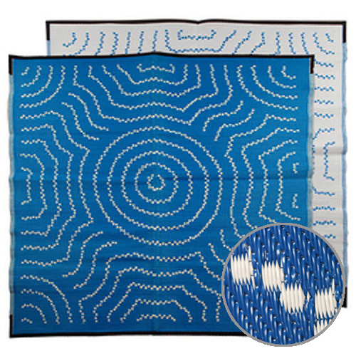 Aboriginal Recycled Mat - Med/Square  - Water Dreaming [Colour: Blue/White]