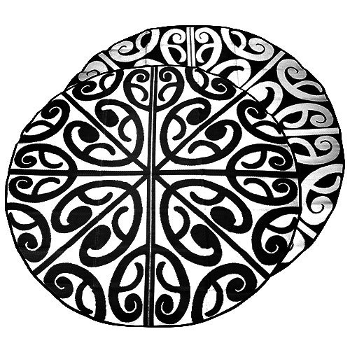 New Zealand Recycled Mat - Round - Korero [Colour: Black/White]