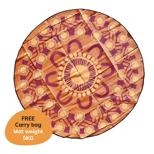 Aboriginal Recycled Mat - 3.6m Round - Celebration (Plum/Ochre)