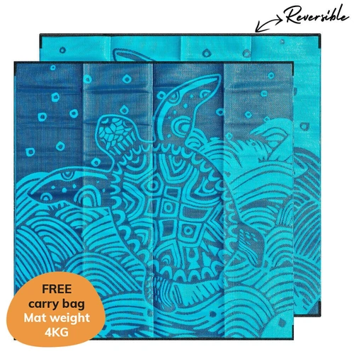 Turtle Rising (Aqua/Navy) [3m X 3m] - Recycled Plastic Mat