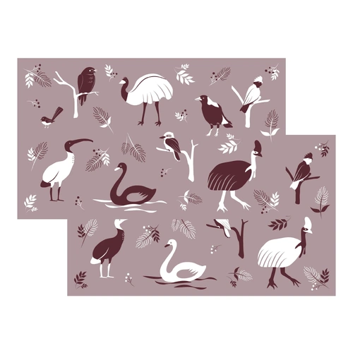 Native Birds [Grey/Maroon] - XLARGE (2.4m x 4m) - Recycled Plastic Mat