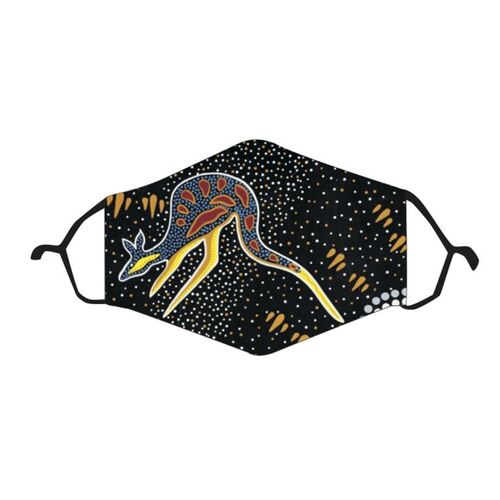 Tobwabba Aboriginal Art Custom Reusable Antibacterial Polyester Cotton Face Mask - Coastal Koori
