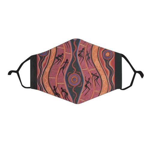 Tobwabba Aboriginal Art Custom Reusable Antibacterial Polyester Cotton Face Mask - Women's Country