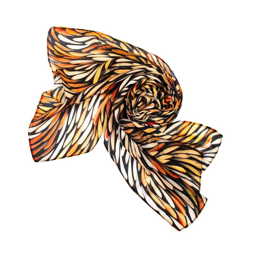 Aboriginal Art Giftboxed 100% Silk Scarf - Bush Leaves (Orange)
