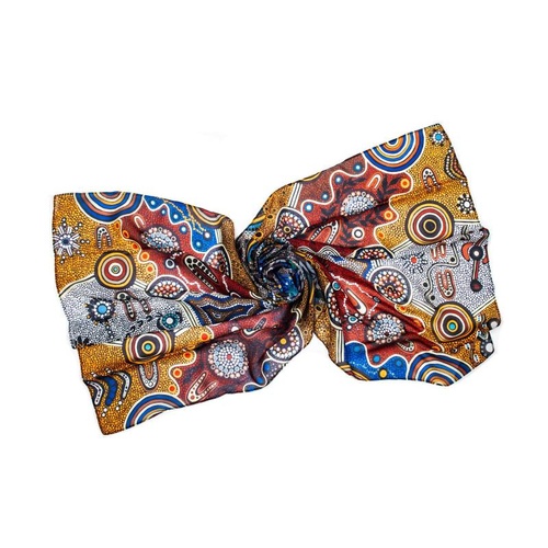 Lee-Anne Hall Aboriginal Art Giftboxed 100% Silk Scarf (60cm X 140cm) [SS703]