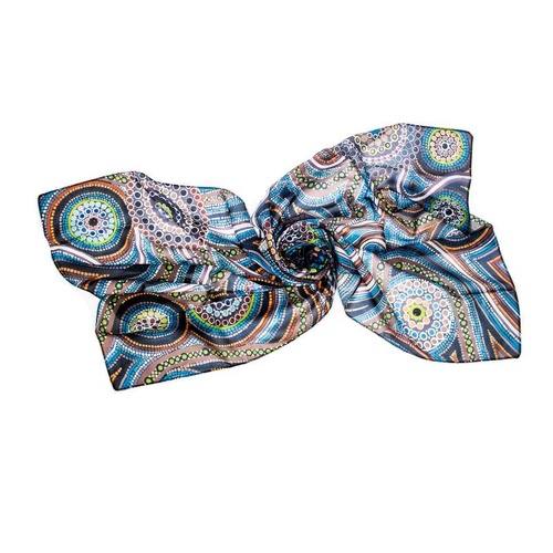 Lee-Anne Hall Aboriginal Art Giftboxed 100% Silk Scarf (60cm X 140cm) [SS704]