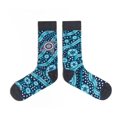 Spencer Flynn MEN'S Aboriginal Art Socks - Coastal Currents