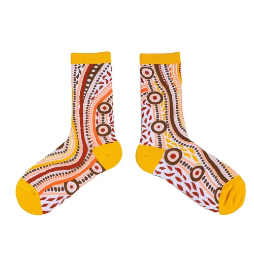 Spencer Flynn WOMEN'S Aboriginal Art Socks - Bush Tracks