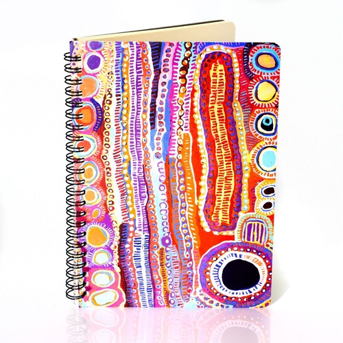 Better World Aboriginal Art A5 Spiral Notebook (100 pge) - Two Dogs Dreaming