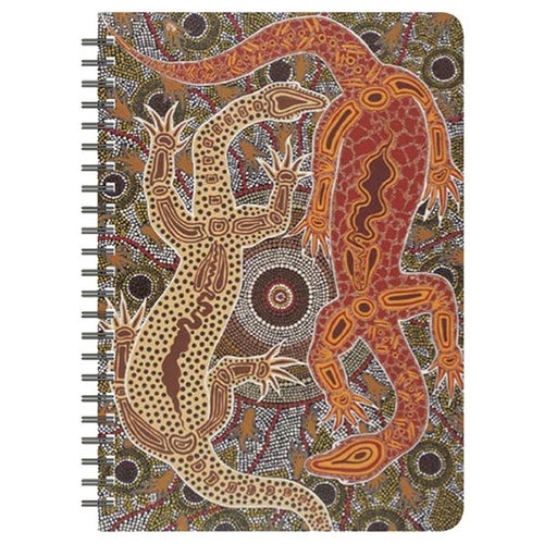 Tobwabba Aboriginal Art A5 Spiral Notebook - Male & Female Goannas